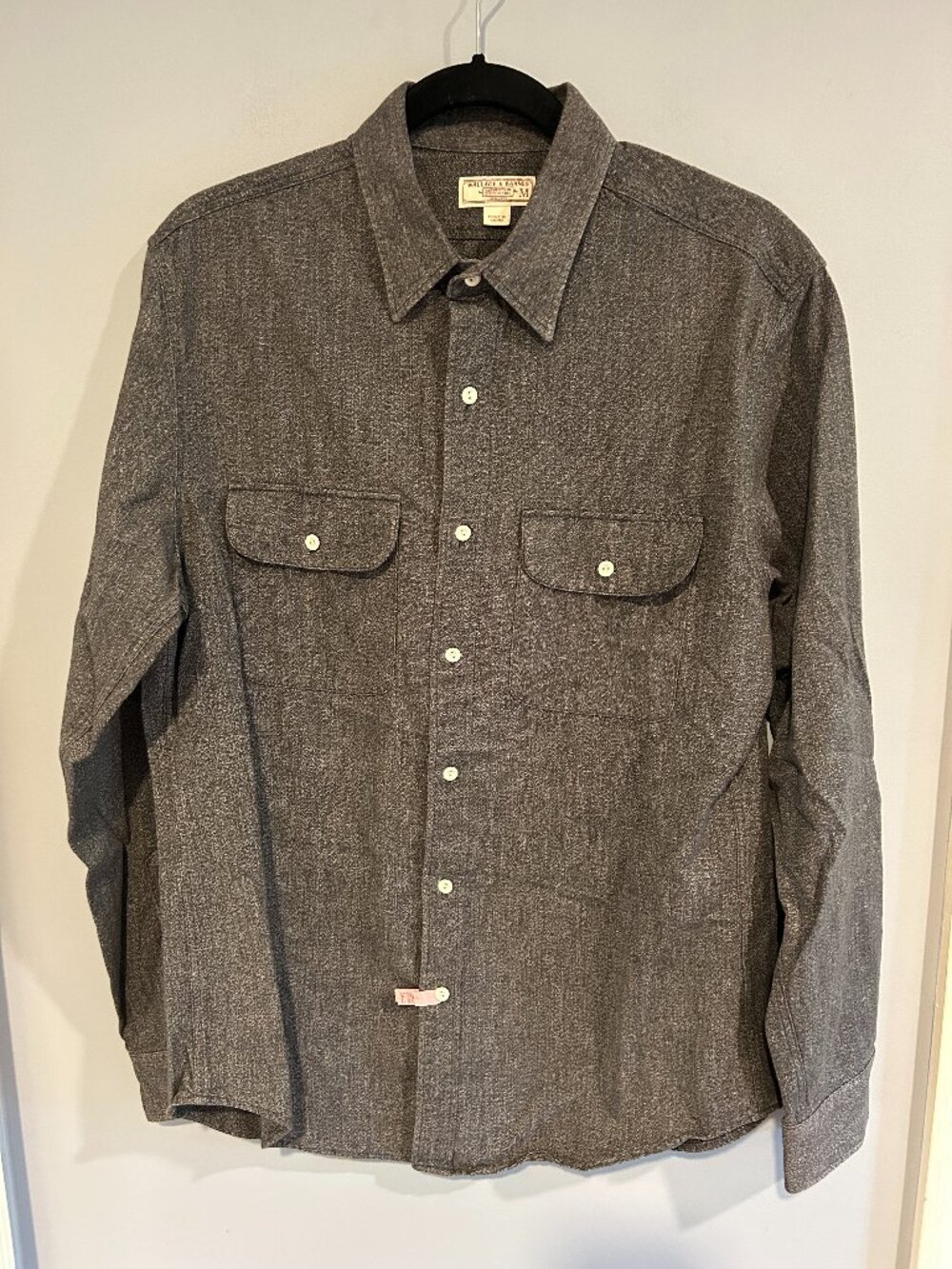 Wallace & Barnes J. Crew Men's Medium, Gray Shirt Double Flap Pocket